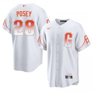 Buster Posey #28 San Francisco City Connect Baseball Jersey | Original Men White Stitched Edition 72986233