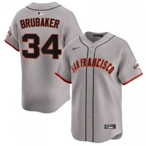 Men JT Brubaker #34 Gray Embroidery Jersey | SF Fresh Baseball Gear 12942823