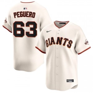 Men Joel Peguero #63 Cream Embroidery Jersey | SF Iconic Baseball Gear 48946072