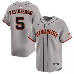 Men Mike Yastrzemski #5 Gray Embroidery Jersey | SF Fresh Baseball Gear 78137804