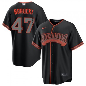 Men Ryan Borucki #47 Black Alternate Embroidery Jersey | SF Official Baseball Gear 80529434