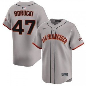 Official Ryan Borucki #47 Gray Baseball Embroidery Jersey | Giants Men Collection Edition 94676622