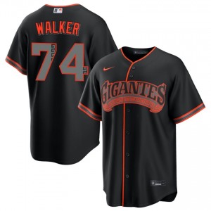 Black Ryan Walker #74 San Francisco Giants Baseball Alternate Embroidery Jersey | Official Men Fit 53573304