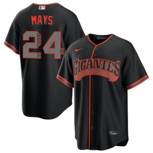 Official Willie Mays #24 Black Alternate Baseball Embroidery Jersey | Giants Men Collection Edition 20685342