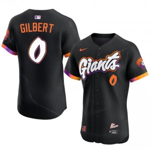 Drew Gilbert #0 San Francisco Baseball Jersey | Officially Licensed Men Anthracite Stitch Edition 12072415