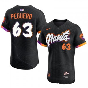 Officially Licensed Joel Peguero #63 Anthracite Baseball Sewn Jersey | Giants Men Collection Edition 68131188