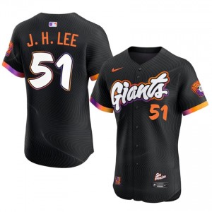 Officially Licensed Jung Hoo Lee #51 Anthracite Baseball Sewn Jersey | Giants Men Collection Edition 30157519