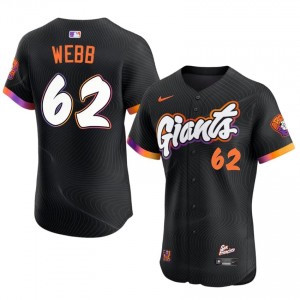 Men Logan Webb #62 Anthracite Sewn Jersey | SF Officially Licensed Baseball Gear 93301507