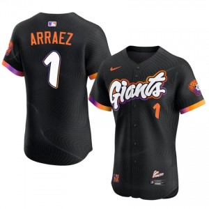 Officially Licensed Luis Arraez #1 Anthracite Baseball Sewn Jersey | Giants Men Collection Edition 22797193