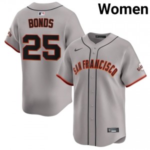 Official Barry Bonds #25 Gray Baseball Embroidery Jersey | Giants Women Collection Edition 85153399