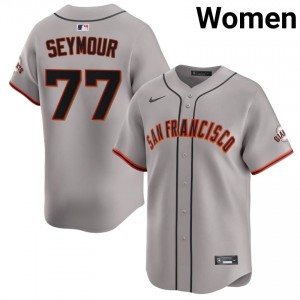 Women Carson Seymour #77 Gray Embroidery Jersey | SF Official Baseball Gear 31456952