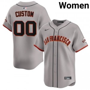 #00 Custom Official Women Baseball Jersey | SF Giants Gray Fan Gear 86855651