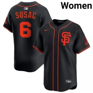 Black Daniel Susac #6 San Francisco Giants Baseball Stitch Jersey | Premium Women Fit 82368239