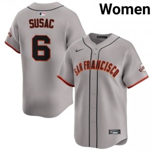 Gray Daniel Susac #6 San Francisco Giants Baseball Embroidery Jersey | Official Women Fit 38185137