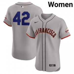 Women Jackie Robinson Day #42 Gray Sewn Jersey | SF Officially Licensed Baseball Gear 46891808