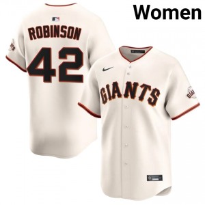Exclusive Jackie Robinson #42 Cream Baseball Embroidery Jersey | Giants Women Collection Edition 22109171