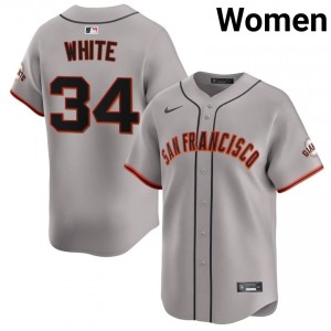 Women Mitchell White #34 Gray Embroidery Jersey | SF Official Baseball Gear 17634296