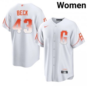 #43 Tristan Beck MLB Women City Connect Baseball Jersey | SF Giants White Fan Gear 54704816