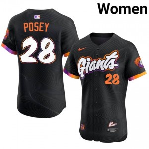 #28 Buster Posey Gameday Women Baseball Jersey | SF Giants Anthracite Fan Gear 38539155