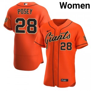 Women Buster Posey #28 Orange Stitched Jersey | SF Pro-Grade Baseball Gear 22910203