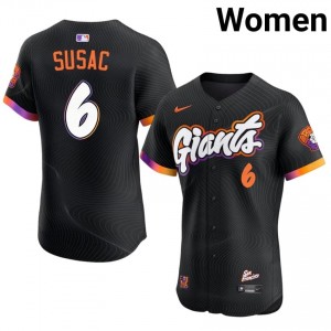 Gameday Daniel Susac #6 Anthracite Baseball Sewn Jersey | Giants Women Collection Edition 99811166