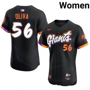 #56 Jared Oliva Genuine Women Baseball Jersey | SF Giants Anthracite Fan Gear 72366485