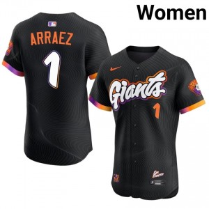 Women Luis Arraez #1 Anthracite Sewn Jersey | SF Gameday Baseball Gear 21843511