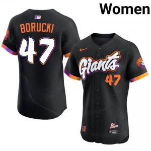Anthracite Ryan Borucki #47 San Francisco Giants Baseball Stitch Jersey | Genuine Women Fit 64106078