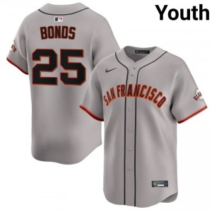 Youth Barry Bonds #25 Gray Embroidery Jersey | SF Classic Baseball Gear 72385640
