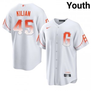 Youth Caleb Kilian #45 White City Connect Stitched Jersey | SF Original Baseball Gear 54213902