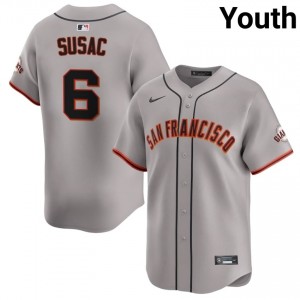 #6 Daniel Susac Classic Youth Baseball Jersey | SF Giants Gray Fan Gear 28128488