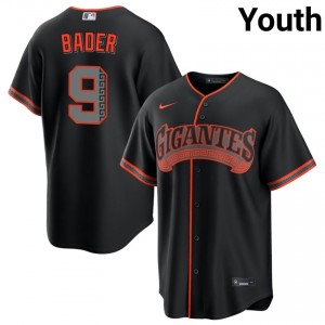 Licensed Harrison Bader #9 Black Alternate Baseball Stitch Jersey | Giants Youth Collection Edition 46913415