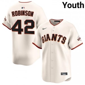 Youth Jackie Robinson #42 Cream Embroidery Jersey | SF Professional Baseball Gear 85981055