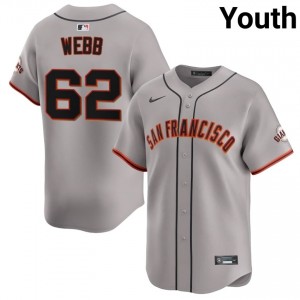 Youth Logan Webb #62 Gray Embroidery Jersey | SF Classic Baseball Gear 25387688