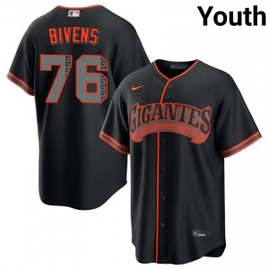 Spencer Bivens #76 San Francisco Alternate Baseball Jersey | Genuine Youth Black Sewn Edition 93411971