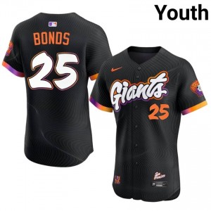 Anthracite Barry Bonds #25 San Francisco Giants Baseball Stitch Jersey | Genuine Youth Fit 43224344