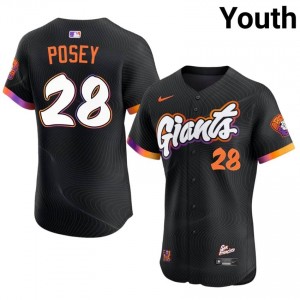 Genuine Buster Posey #28 Anthracite Baseball Sewn Jersey | Giants Youth Collection Edition 28180773