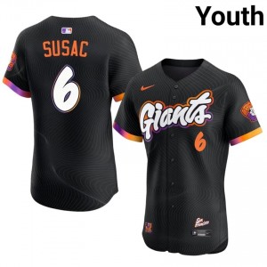Youth Daniel Susac #6 Anthracite Sewn Jersey | SF Genuine Baseball Gear 32512581